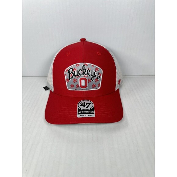 Ohio State Buckeyes '47 Brand Trucker Adjustable Snapback Hat Cap Red White NEW - Picture 1 of 3